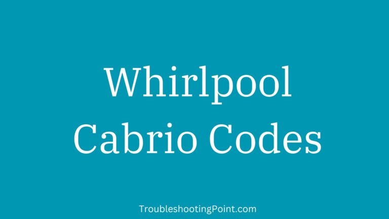 Whirlpool Cabrio Washer Error Codes
