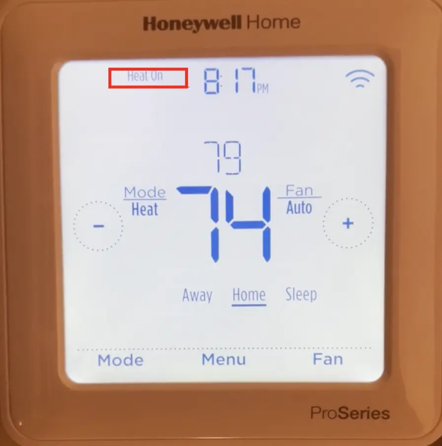 honeywell thermostat flashing heat on